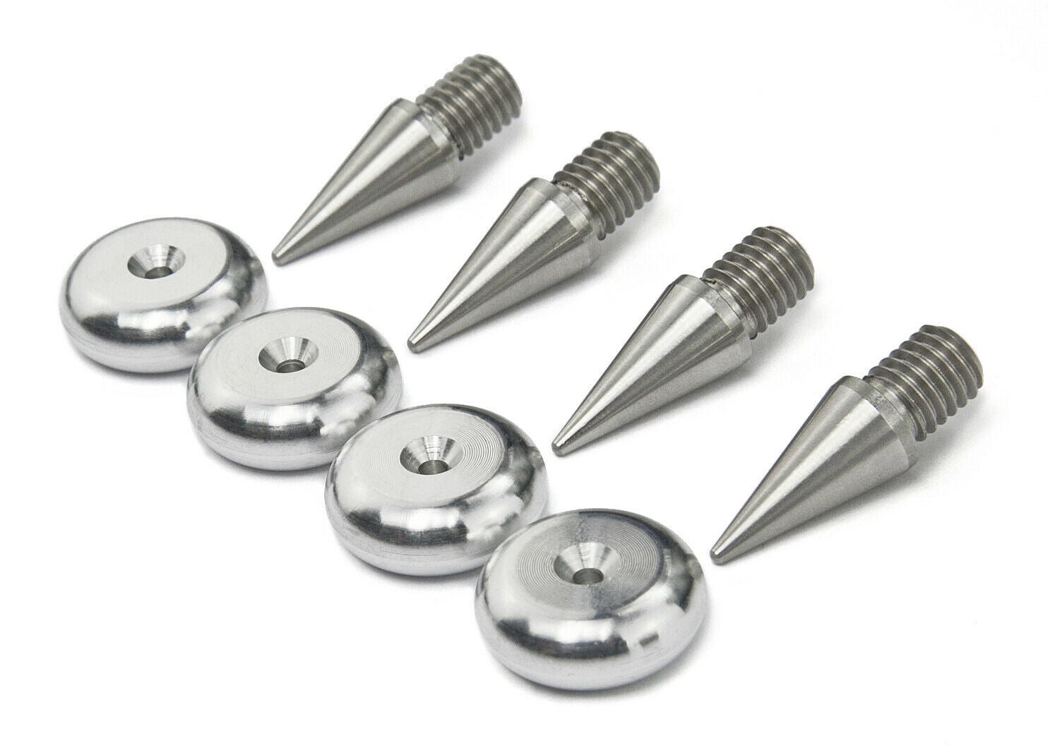 M6 Stainless Steel Speaker Spikes + 20mm Aluminium Round Pads